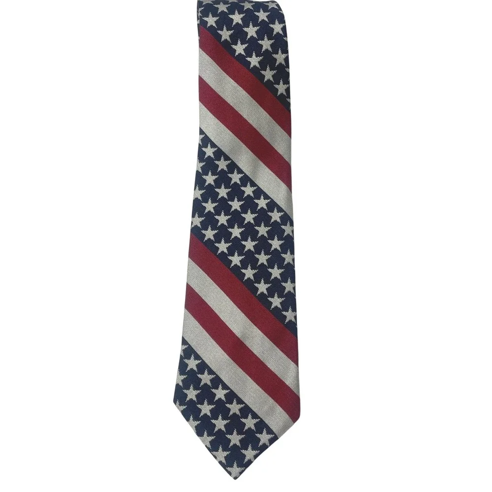 Vintage 90s Buccaneer American Flag Woven Traditional Wide Tie Men's OS